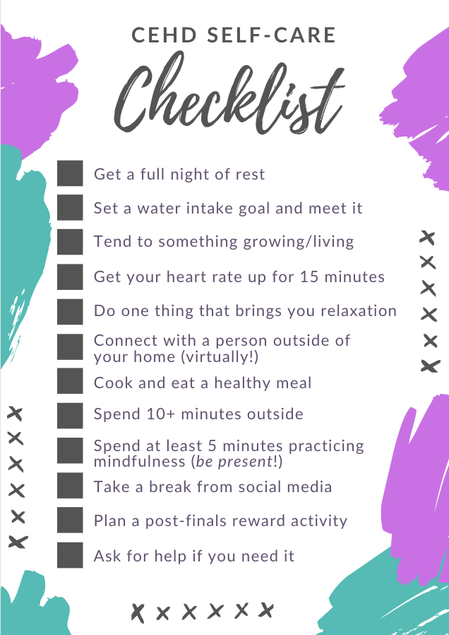 self care checklist for teen